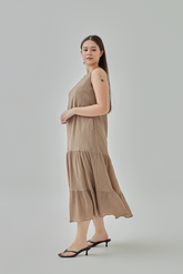 Kaela Drop Waist Tiered Midi Dress